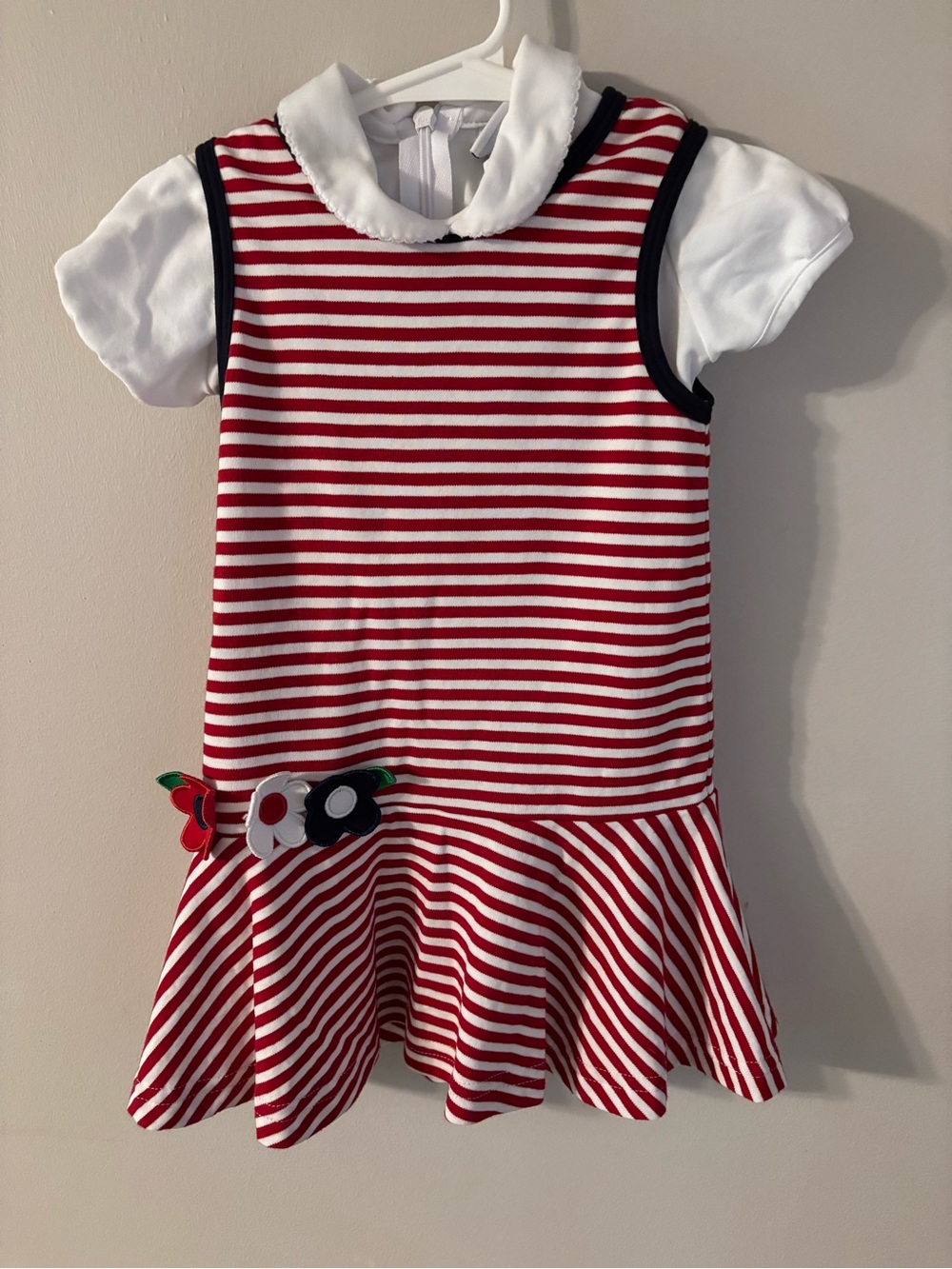 Florence Eiseman Red and White Striped Dress with Peter Pan Collar